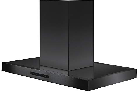 30 in. 400 CFM Convertible Vent Modern Island Mount Range Hood in Black Stainless Steel
