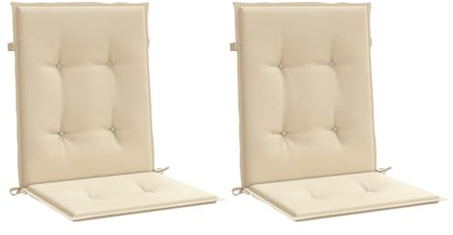 vidaXL Gartenstuhlauflagen 2 STK., Niedriglehner Auflagen für Gartenstühle, Stuhlauflage Stuhlkissen Outdoor, Sitzauflagen Sitzkissen, Beige Oxford-Gewebe