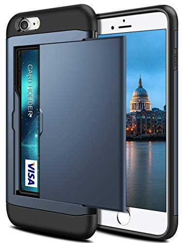 Coolden for iPhone SE 2022 Case Wallet Shockproof Case Hard Back Soft Bumper Heavy Duty Protective Phone Case Card Holder Slot Case Cover for iPhone 7/8/SE 2020/SE 2022-Navy