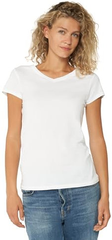 DANISH ENDURANCE Maglietta in Cotone Biologico, T-Shirt a Mezze Maniche, Morbida, Premium, da Donna, Scollo a V - Bianco, L