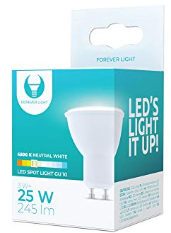 FOREVER 2 Stück Light GU10 LED Lampe, Spot 3W (ersetzt 25), 4500K Neutralweiß, LED Leuchtmittel 250 Lumen