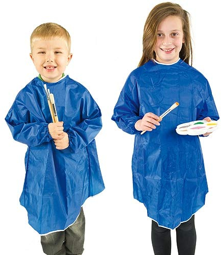 Baker Ross EV790Z Long Sleeved Apron - Pack of 1, LARGE Wipe Clean Coveralls for Kids Age 9 to 11 For Arts and Crafts Activities or Painting for Boys and Girls