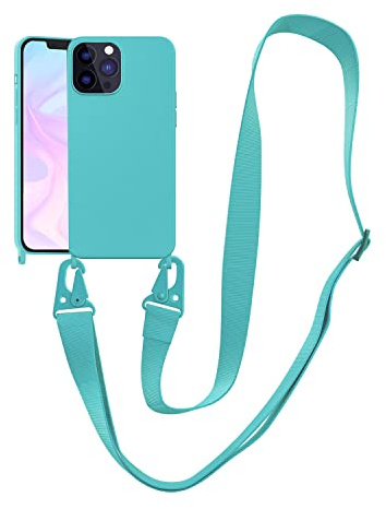 Handykette Handyhülle kompatibel mit Apple iPhone 11 Pro Necklace Hülle Nylon Schultergurt Weich Silikon TPU Cover mit Kordel zum Umhängen Schutzhülle mit Stylische Band(Gletscherblau)