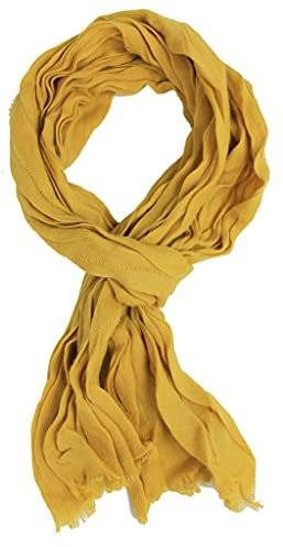 Wollschal Damenschal Herrenschal knitterlook uni Muster in gelb Made in Germany