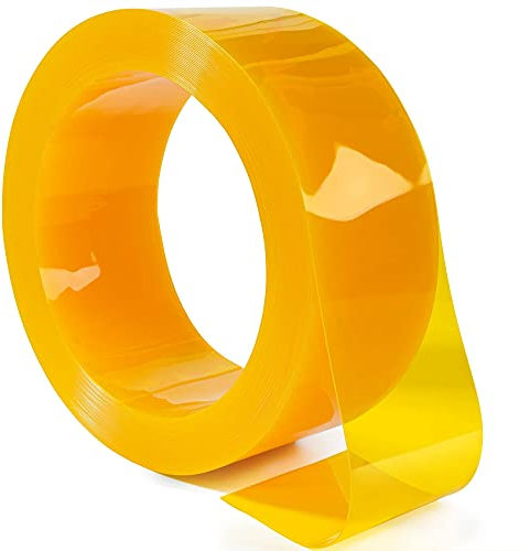 ANRO Cortina de láminas de PVC blando, por metros, 2 mm, 3000 x 20 cm, color amarillo transparente