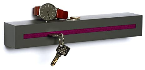 Buchenbusch urban design Schlüsselbrett mit Ablage aus Beton Dark Edition 33x6x5 cm, Schlüsselboard Wand, Schlüsselaufbewahrung Flur, Flieder