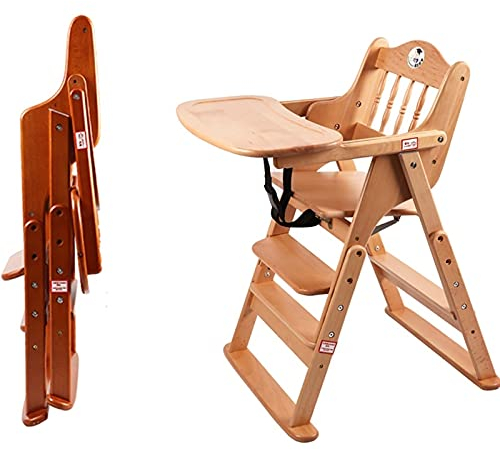 Treppenhochstuhl,hochstuhl baby mit liegefunktion,Baby Holz Hochstuhl ab Geburt inkl. Aufsatz für Neugeborene-mitwachsend,4 Stufen einstellbare Höhe, Traggewicht: 150 kg (mit Rädern) ( Color : A )