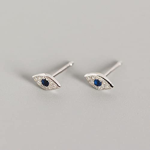 925 Sterling Silber Zirkon Blau Evil Eye Ohrstecker Frauen Klassische Temperament Hochzeit Schmuck Zubehör