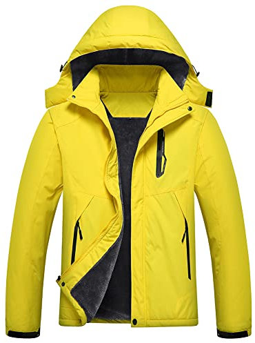 Jingangjin Herren Mountain wasserdichte Skijacke Winter Windbreaker Warm Hooded Snowboard Regenmantel Jacken, gelb, XX-Large