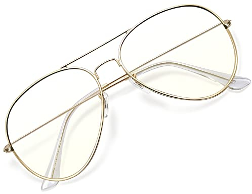 KANASTAL Occhiali Filtro Luce Blu Goccia Uomo Donna Metallo Dorati Trasparenti Riposo Riposanti anti Affaticamento Montatura Dorata Blue Light Blocking Gasses Per Computer PC Gaming -Oro