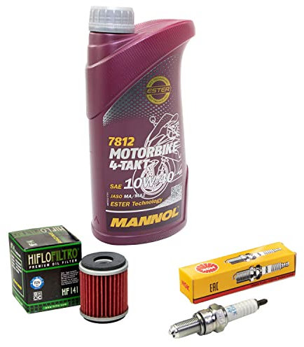 Wartungspaket Öl 1L + Ölfilter + Zündkerze für Yamaha YZF-R 125 YZF-R125 RE11 RE111 RE112 Baujahr 2014-2021