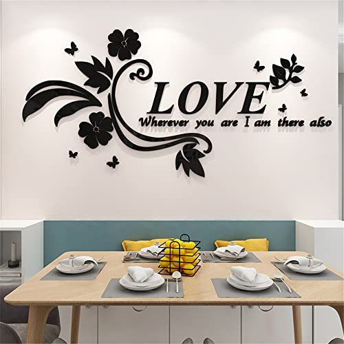 Wandtattoo LOVE 3D Wandaufkleber Sticker DIY Wandsticker Wanddeko Deko für Schlafzimmer Wohnzimmer Sofa Hintergrund Art Home Deco Puzzle Handgefertigt im Innenbereich Dekoration (M, Schwarz)