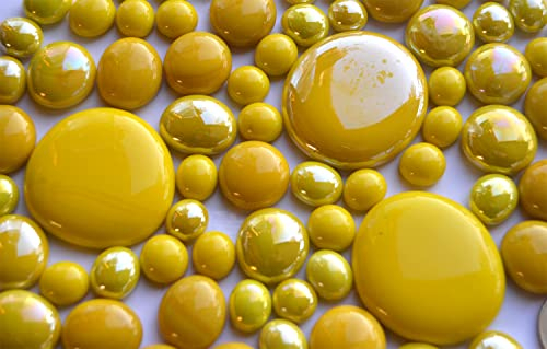 Bazare Masud e.K. Glasnuggets 230g Premium-Mix opak in 3 Größen 10-44 mm Nicht lichtdurchlässig, teilweise irisierend Muggelsteine Glassteine ca. 75 St. (gelb Mix opak teilweise irisierend)