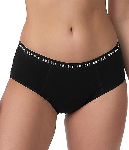 Nur Die Alles Geregelt Perioden-Unterwäsche für mittelstarke Blutung waschbarer saugfähiger Panty Bio-Baumwolle, schwarz, S