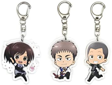 EBTY DREAMS Inc. - Set von 3 AoT Titan Shingeki no Kyojin Acryl Schlüsselanhänger Sasha Bluse, Jean Kirstein, Connie Springer v3, Mehrfarbig, Pendant Height: 2 inches
