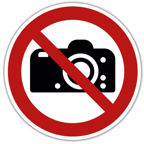 Schild Fotografieren verboten 30cm Ø hergestellt aus robustem PVC stoß und kratzfest Warnschild in Weiß/Schwarz Hinweisschild Fotografieren verboten mit UV-Schutz