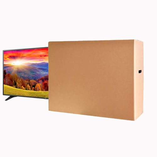 SelfHold TV Boxes for Moving House - Available Size 22 inch to 85 inch - Double Wall Solid Cardboard TV Box for Packing, Storing, Shipping | With Handles and Extra Strength (48)