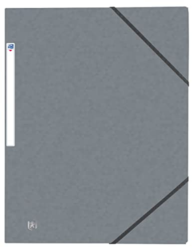 OXFORD 50 Stück Mappen, 3 Klappen, Top File + A4, mit Gummizug, grauer Karte