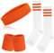 ONUPGO 5-teiliges gestreiftes Schweißband und Socken-Set, gestreiftes Stirnband, Schweißbänder, gestreifte hohe Socken für Männer, Frauen, Sport und 80er-Party (Orange)