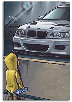 ISTI Sportauto für BMW E46 M3 Jungen-Traumauto-Poster, dekoratives Gemälde, Leinwand, Wandposter und Kunstbild, modernes Familien-Schlafzimmer, 60 x 90 cm