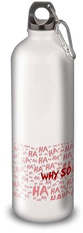 Botella de agua de aluminio – acero inoxidable (termo 24 horas) reutilizable de 330 ml a 750 ml, homenaje Joker – Why So Serious (mosquetón L 750 ml, aluminio)