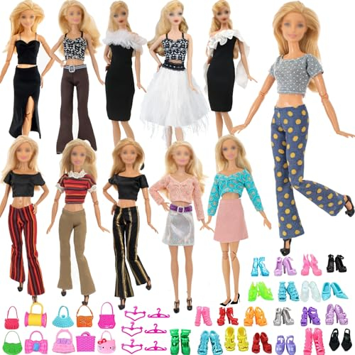 Bekleidungs- & Zubehör-Sets für Puppen, 41 Stück Kleidung für Puppen 10 Freizeitbekleidung Kleidung(Tops und Hosen) 10 Paar Schuhe 21 Zubehör für 11,5 Zoll Mädchen Puppen for Girl Doll