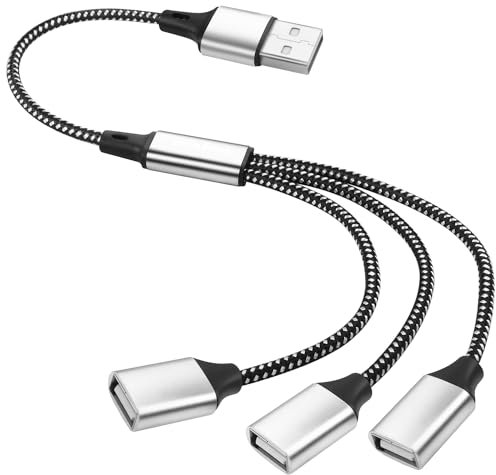 GELRHONR 0,3m Câble séparateur usb, rallonge usb 2,0 1 mâle to 3 femelle, prise en charge du transfert de données de charge, pour imprimante (1 to 3)