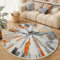 Großer Runder Teppich, Moderner Kurzflor, Ø 180 cm, Abstrakt, Grau-Orange, Rutschfest, Fusselfrei, Kreisteppich, Modernes Design für Zuhause, Wohnzimmer, Schlafzimmer, Büro