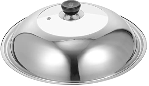 Skillets Cover Wok Pan with Lid Metal Pot Lid Universal Pan Skillet Cover Wok Dome Lid Stainless Steel Pot Lid Essential Oil Mixing Bowl Frying Pans Cover Household Cover Cover