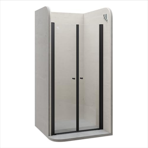 i-flair Duschtür Lima in Schwarz 104x195cm | Verstellbereich von 104-108 cm, Höhe:195 cm, Duschabtrennung aus 6 mm durchsichtigem Nano-ESG Sicherheitsglas, Durchsichtig