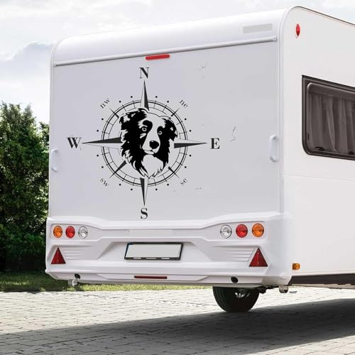 Rakelfix Kompass Australian Shepherd Aufkleber Hund Hunde Sticker Auto Camper Wohnmobil Caravan Autoaufkleber Wohnwagen Sticker Kompassrose