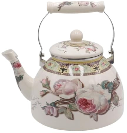 Bollitore Acqua Gas Teiera smaltata Teiera Retro Teiera Bollitore Bollitore da campeggio Teiera for il latte Fornello a gas Teiera Fornello a induzione Teiera Teiera Smaltata (Color : B, Size : 4L)