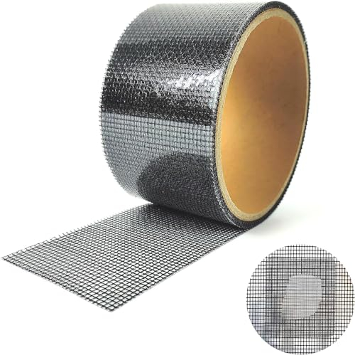 Parches de Reparación de Malla Autoadhesivos, 5cm x 5m Cinta para Reparar Mosquiteras Parches de Fibra de Vidrio Fuerte Reparación, Cinta Adhesiva para Reparar Mosquiteras Ventana Puerta Pantalla
