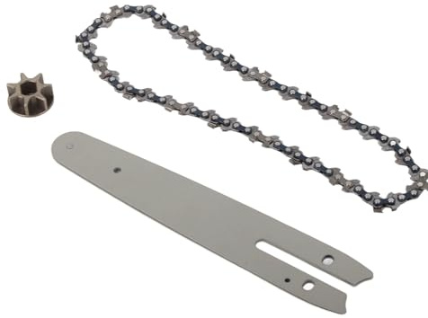 Mumusuki Chainsaw Chain Set, Steel 230mm Chainsaw Guide Plate with 6in Chain 186mm Sprocket Chainsaw Replacement Accessories for Mini Electric Chainsaw