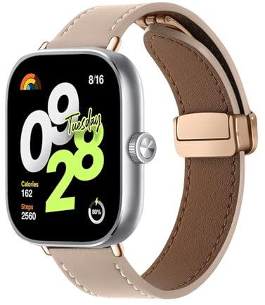 SeNool PU Leder Armband für Xiaomi Smart Band 9 Pro/Smart Band 8 Pro, Magnetischer Magnetverschluss Ersatzarmband Uhrenarmbänder für Xiaomi Redmi Watch 6 / Redmi Watch 5 / Redmi Watch4 - Aprikose