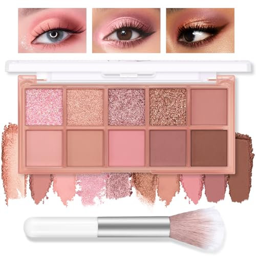 Boobeen Smoky Eyeshadow Palette, Matte Shimmer Glitter Eyeshadow Makeup Hochpigmentierte Lidschatten Puder Palette, Smoky Eye Makeup mit mischbaren neutralen Farbtönen