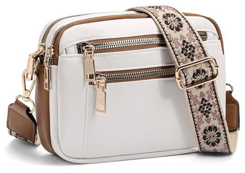 GAEKEAO Umhängetasche für Damen, kleine Umhängetasche, Leder, trendige Schulterhandtaschen, 9928- Beige mit Braun, Modern