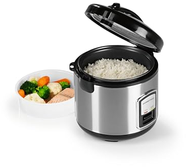 GourmetMaxx 14655 Cuiseur à riz Argent avec Fonction vapeur
