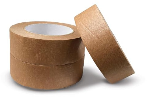 JeeJaan® 3 Rolls of Kraft Paper Tape 38mm x 50m Self-Adhesive Eco-Friendly Paper Tape for Packing Shipping and Parcel Sealing Durable Recyclable Strong Adhesive for Boxes and Wrapping Use