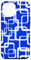 Hülle für iPhone 14 Pro Max Retro MCM Quadratisches Motiv Vintage Muster 2 Blau