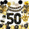 Deko 50 Geburtstag Männer Frauen,50 Geburtstag Deko Schwarz Gold mit Happy Birthday Banner Konfetti Luftballons 50. Nummer 50 Folienballons, deko zum 50 geburtstag mann