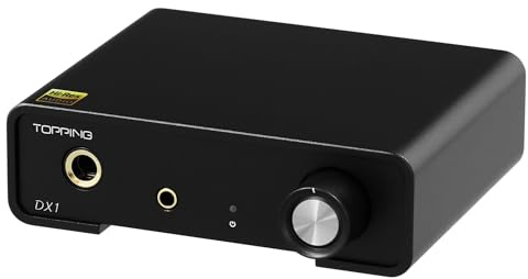 TOPPING DX1 Mini DAC & Headphone Amplifier, AK4493S Chip, 280mW x2, Supports DSD256 PCM384, 6.35mm & 3.5mm Outputs, Discrete LNRD for Windows, MAC, iOS, Android, HiFi Audio (Black)