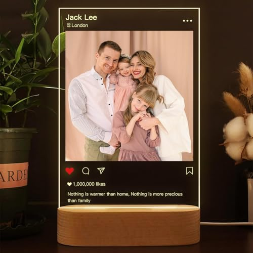 Personalisierte Geschenke Personalisierte Nachtlampe Fotorahmen im Instagram-Stil, aus Acryl, Fotogeschenke für Ihn Sie, Personalisierte Lampe Foto Geschenk für Jahrestag Geburtstag Valentinstag