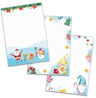 3 Blöcke Notizblock liniert Weihnachtsbriefpapier Weihnachten Weihnachtspapier Brief an Weihnachtsmann Kindermotiv für Mädchen Jungen (3 Blöcke/Variante 5 mit je 25 Blätter in A5-Format)