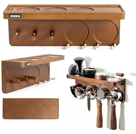 NEOUZA Espresso-Zubehör-Halter, Wandmontage, Organizer für 51/53/58 mm, Kaffeestampfer, Verteiler, Siebträger, Aufbewahrungsregal für Bar, Heimbüro