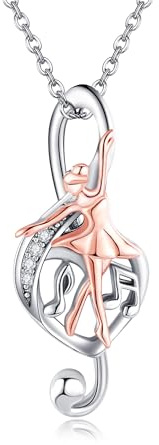DAYLINLOVE Musik Note Halskette 925 Sterling Silber Ballerina Tänzer Musik Note Anhänger Ballett Schmuck Geschenke für Frauen