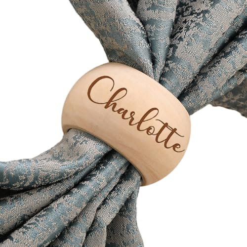 Personalisierte Hochzeitsserviettenringe Mit Eingraviertem Namen Und Design, Runde Serviettenringe Aus Holz, Rustikale Hochzeitsgeschenke For Hochzeitsfeier, Taufe, Geburtstagsfeier, Tischdekoration