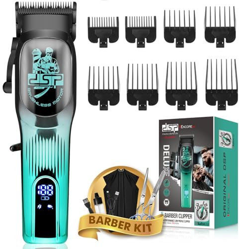 DSP Tagliacapelli professionale da uomo, motore brushless con DLC 4CR+lama in ceramica, kit per taglio capelli senza fili ricaricabile, regalo per uomo (verde)
