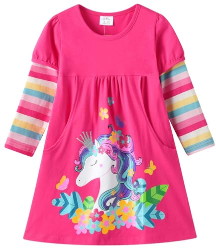 VIKITA Girls Dress Rainbow Long Sleeve Embroidery Star Age 3-4 Years Lh4312