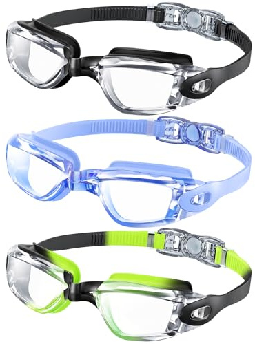 NSSIW Kids Goggles for 4-16, Kids Swimming Goggles Anti Fog No Leaking, 3 Pack Swim Goggles for Boys Girls Youth